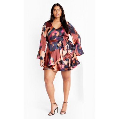 Women's Plus Size Cherrie Print Dress - dusky rose | CITY CHIC