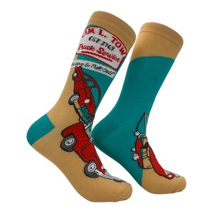 Crazy Dog Men's Cam L Tow Truck Service Socks Funny Sarcastic Graphic Novelty Footwear for Men - 1 of 4