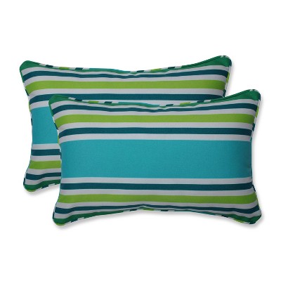 2pk Aruba Stripe Rectangular Throw Pillows Blue - Pillow Perfect