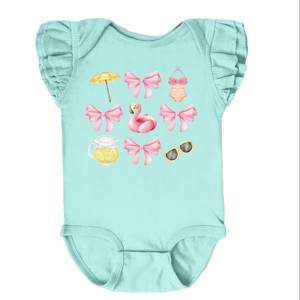 The Juniper Shop Coquette Beach Chart Flutter Sleeve Bodysuit - 18M - Seafoam - 1 of 4