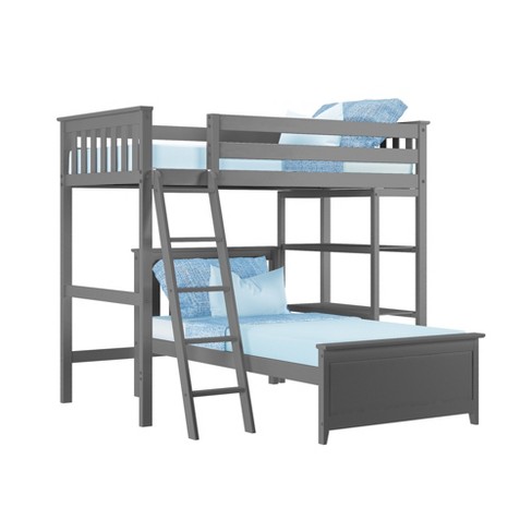 Twin Bunk Bed With Bookcase Grey, Max & Lily Bunk Beds