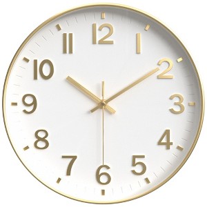 REGALWOVEN Plastic Battery Powered Big Numerals Silent Clock Wall Clock 12 x 12 x 1.6 Inches - 1 of 4