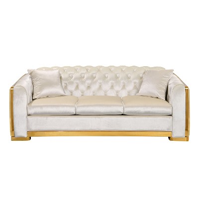 NicBex 81.1 Inch 3 Searter Sofa Couch with Soft Cushion Upholstered Leisure Couch with 2 Pillows for Living Room