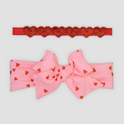 Baby Girls' 2pk Heart Headwrap - Just One You® made by carter's Pink 0-12M