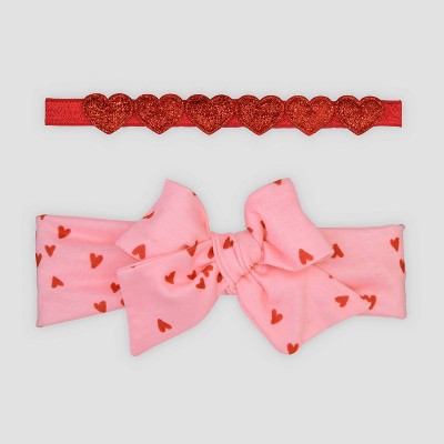 Image of Baby Girls' 2pk Heart Headwrap - Just One You® made by carter's Pink 0-12M