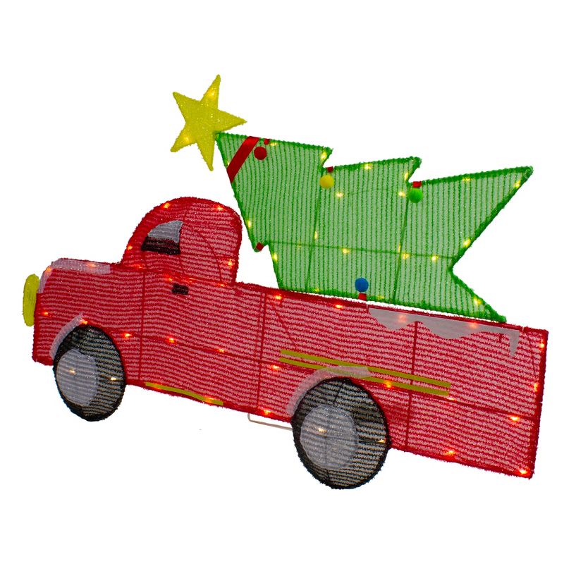 Northlight 36" LED Lighted Red Truck with Christmas Tree Outdoor Decoration, 5 of 8