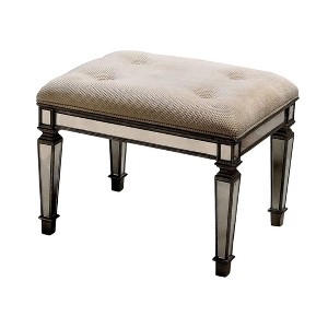 HomeRoots 25" Chocolate And Ivory Upholstered 100% Cotton Bedroom Bench - 1 of 4