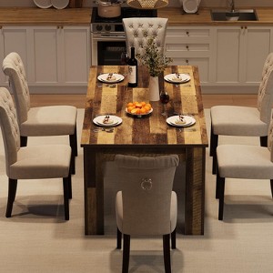 Wood Farmhouse Dining Table for 6-8, Large Kitchen Table, 70.86 In Rectangular Dining Room Tables with Strong Legs, Thickness Table Top, Rustic Brown - 1 of 4