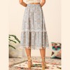 Allegra K Women's Vintage Printed Elastic Waist Tiered Tassel Fringe Midi Skirt - 4 of 4