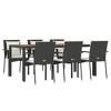 vidaXL 7-Piece Garden Dining Set with Cushions - Modern Outdoor Lounge Set, Black Poly Rattan with Solid Acacia Wood Tabletop, Easy Assembly - 3 of 4