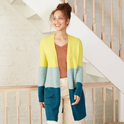 Colorblock Open-Front Cozy Cardigan 