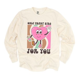 Simply Sage Market Women's Only Heart Eyes For You Long Sleeve Garment Dyed Tee - 1 of 4