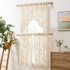 HLC.ME Butterfly Floral Lace - Sheer 3 Piece Kitchen Curtains Set, Swag Valance + 36 inch Tiers Set - 2 of 4