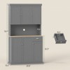 71" Buffet with Hutch, Modern Farmhouse Kitchen Pantry Storage Cabinet with Microwave Oven Countertop, Drawer, and Cupboard - 3 of 4