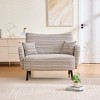 Oversized Boucle Striped Accent Chair, Upholstered Armchair with Side Storage Pocket and Wood Legs, Lounge Chair for Living Room-Koiai - 2 of 4