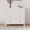 Round Ring Handle Chest of Drawers, 3-Drawer White Flat Style, Exquisite Hardware, Small Storage Cabinet Beside Bedroom Bed - 4 of 4