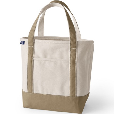 Lands End Medium Natural 5 Pocket Open Top Canvas Tote Bag Natural cafe Au Lait Target