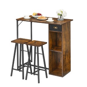 Whizmax Small Bar Table and Chairs Set for 2, 3-Piece Bar Table Set with Storage Drawer & Shelf, Space Saving Table for Small Apartment, Living Room - 1 of 4