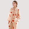Anna-Kaci Lounge Women's Woven Pajama Set with Playful Tomato Print and Relaxed Button-Up Fit for Everyday Lounging - 3 of 4