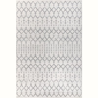 Gray and Cream 9' x 12' Reversible Trellis Area Rug