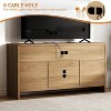 Boho TV Stand for TV Up to 65 Inch,58" Modern Rattan Entertainment Center with Storage and Adjustable Shelves,Wooden TV Console Cabinet with Doors - 4 of 4