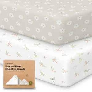 KeaBabies Mini Crib Sheets for Baby Girls, Boys, 2-Pack Soothe Pack and Play Sheets Fitted, Organic Pack N Play Mattress Sheet - 1 of 4