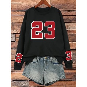 Women 's Sweatshirt Oversized Graphic Crewneck Hoodie Casual Long Sleeve Shirt Pullover Tops - 1 of 3