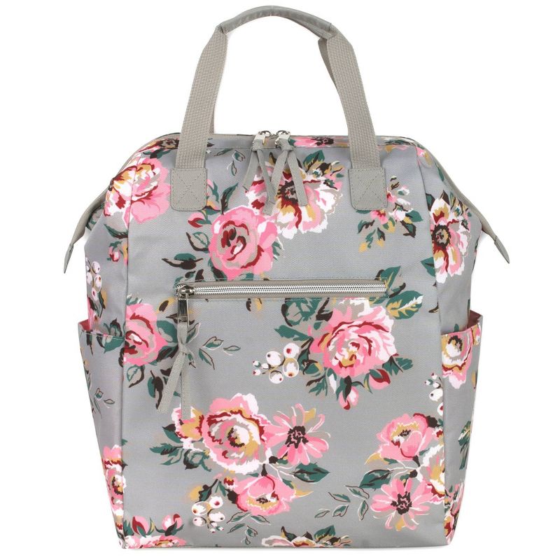 Baby Essentials Floral Frame Backpack - Gray, 1 of 9
