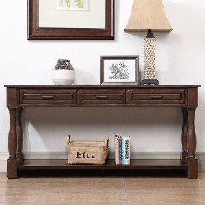 Bella Depot 63" Wood Console Table with 3 Drawers and 1 Bottom Shelf - 1 of 4