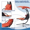 DOMETOUR Hanging Chaise Lounger with Canopy, Outdoor Swing Chair with Pillow, Curved Lounge Chair for Patio Porch Poolside (Orange) - 3 of 4