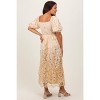 Pinkblush Cream Embroidered Sequin Detail Mesh Overlay Maternity Maxi Dress - 4 of 4
