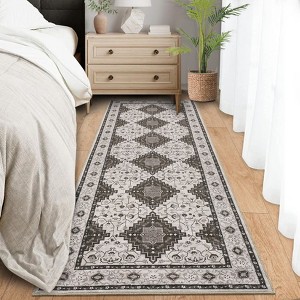 Machine Washable Rug 2x6 Vintage Floral Runner Rugs for Hallway Non Slip Traditional Carpet Runners Stain Resistant Thin Kitchen Mat for Bedroom - 1 of 4