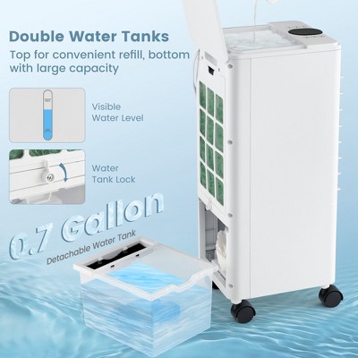 White Portable Evaporative Air Cooler with Remote Control