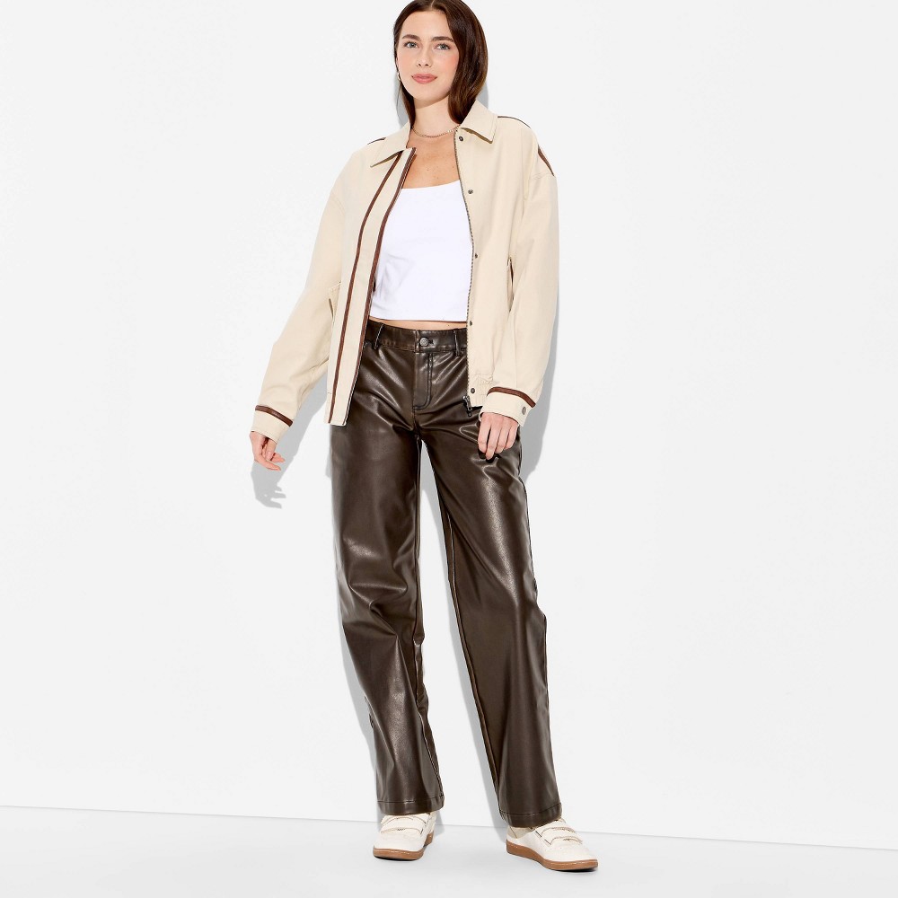 Women's Straight Leg Faux Leather Pants - Wild Fable™ Brown 2