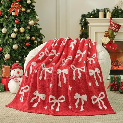 Candy Cane Throw Blanket Red Christmas Blanket, Ultra Soft Cozy Decorative Throw Blanket for Couch, Christmas Gifts
