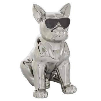 Ceramic Bulldog Sculpture with Sunglasses Silver – CosmoLiving by Cosmopolitan