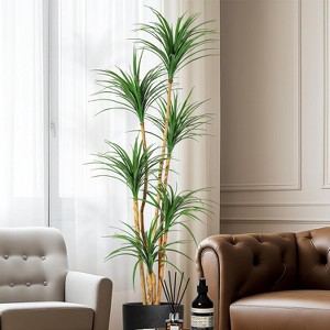 Acekool Artificial Dracaena Tree with Natural Wood Trunk, Lifelike Yucca Leaves, Indoor Tall Faux Plant for Home Office Patio - 1 of 4