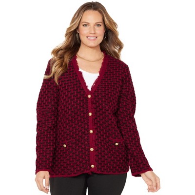 Catherines Women's Plus Size Liz&Me Tweed Button Cardigan