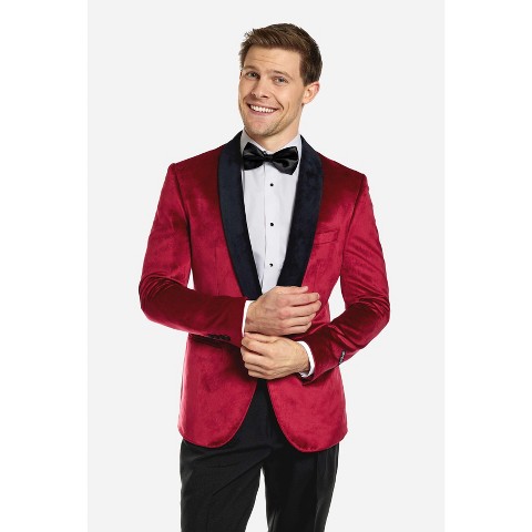 OppoSuits Deluxe Men's Dinner Jacket - Tuxedo Suit Blazer - Burgundy Red - Size 42