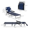 FURNIinspire Outdoor Portable Chair 4 Position Recline Foldable Design with Reading Hole for Poolside Relaxation, Black, Navy Blue, 74.4"*28.3"*32.3" - 4 of 4