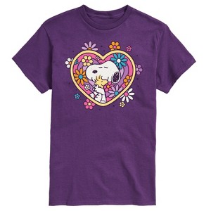 Men's - Peanuts - Hug Heart Flower Short Sleeve Graphic T-Shirt - 1 of 4