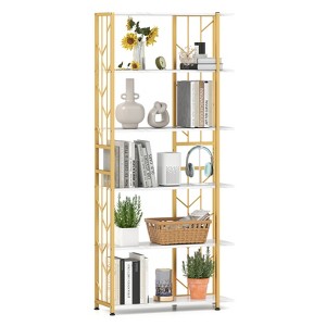 Tangkula 6-Tier Bookshelf w/Heavy-duty Metal Frame2 Anti-tipping Kits for Living Room - 1 of 4