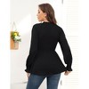 Clearlove Womens Embroidered V Neck Blouse Long Sleeve Shirts Peplum Waist Tops with Poet Sleeve - Black,X Large - 2 of 4