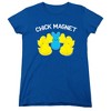 Easter Chick Magnet with Bunny Women's T-Shirt Royal - 4 of 4