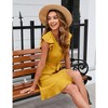 Women's Casual Summer Ruffle Sleeve Mini Dress V-Neck Tie Waist Button Front A-Line Swing Business Office Dress Yellow 2XL - 4 of 4