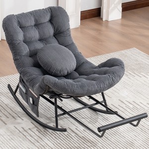 MOONMISS Rocking Chair with Thick Cushion and Frame Steel Egg Chairs Lounge Reading Chair for Living Room, Bedroom, Apartment - 1 of 4
