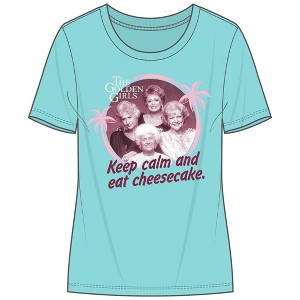Golden Girls Keep Calm and Eat Cheesecake Women's Mint Short Sleeve Tee Shirt - 1 of 2