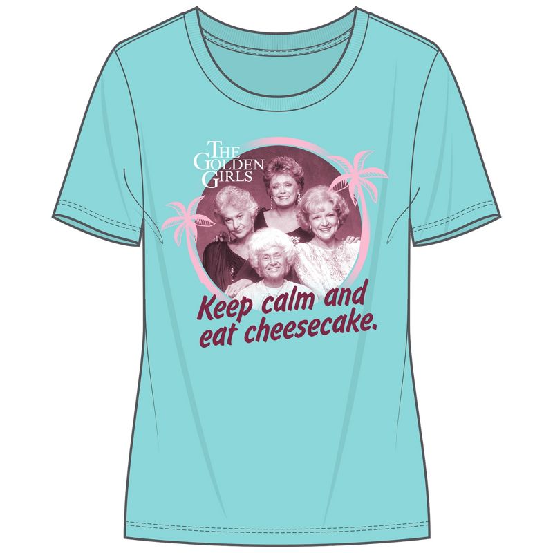 Golden Girls Keep Calm and Eat Cheesecake Women's Mint Short Sleeve Tee Shirt, 1 of 3