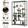 GustoWave 5 Tier Tall Indoor Plant Stand, 70.9 Inch Large Metal Plant Shelf Rack with 6 Hanging Hooks, Iron and Wood Flower Display Rack - 4 of 4