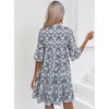 Clearlove Womens Spring Summer Casual V Neck Half Sleeve Floral Mini Tunic Short Dresses - 4 of 4